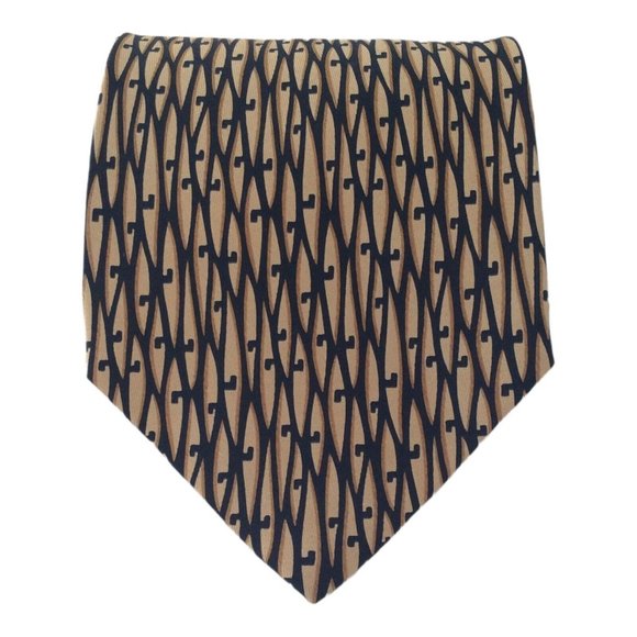GUCCI Brown Geometric Silk Tie Made In Italy 58"/3".3/4 EX COND - Picture 1 of 8